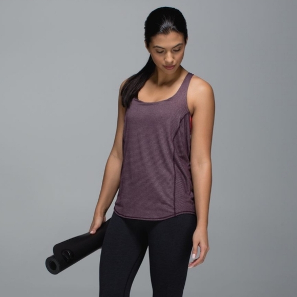 Lululemon Wild Tank. 2 in 1 bra. Purple and neon pink, smal grey stripes.4 - Picture 3 of 8